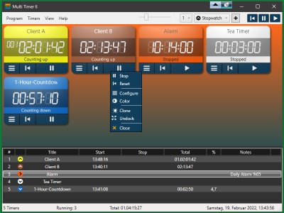 Multi Timer Main Window