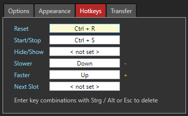 Teleprompter  Hotkeys